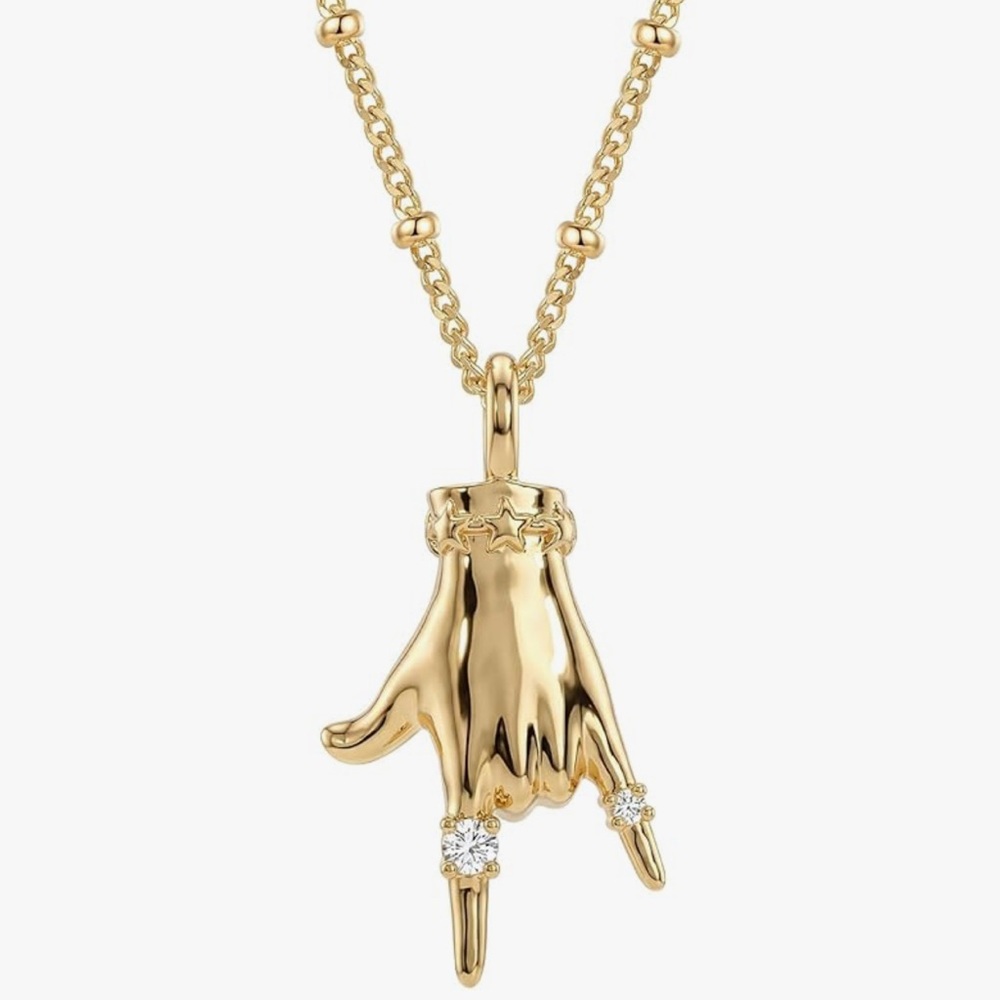 Gold Hand “I Love You” Gesture Pendant ASL Sign Language Necklace